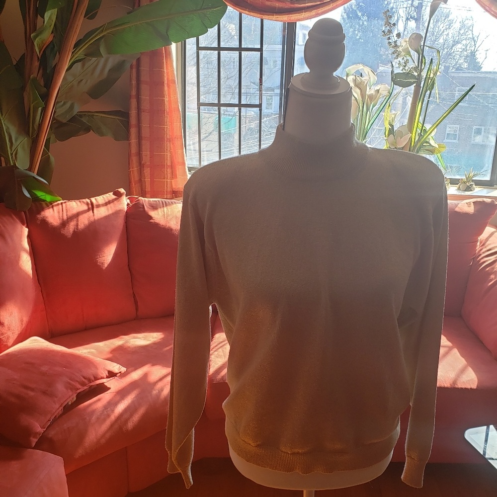 Talbots metallic gold mock turtleneck sweater
